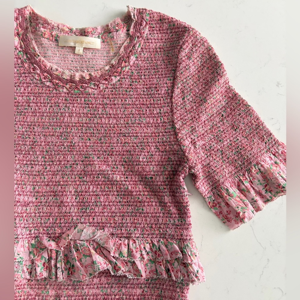 LoveShackFancy Aveline Smocked Flutter Mini Dress - Picture 9 of 13